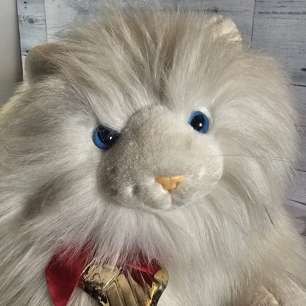 Floppy Friends Plush Persian Cat White Fluffy Hair Kitten Stuffed Mervyns 34 VTG
